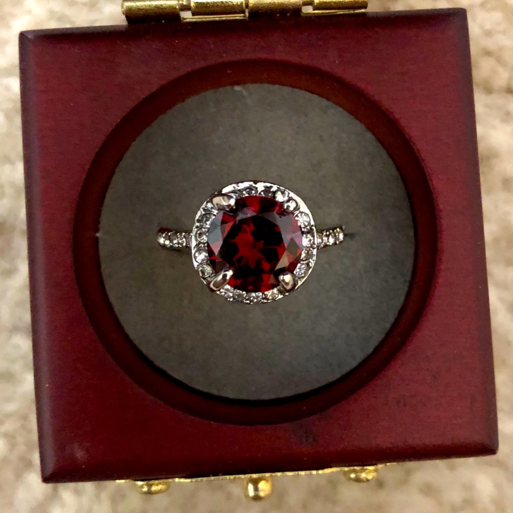 Garnet Halo style ring